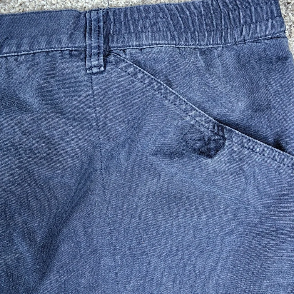 Cabelas Cargo Shorts Mens 46 Navy Blue Canvas Elastic Waist Utility Good